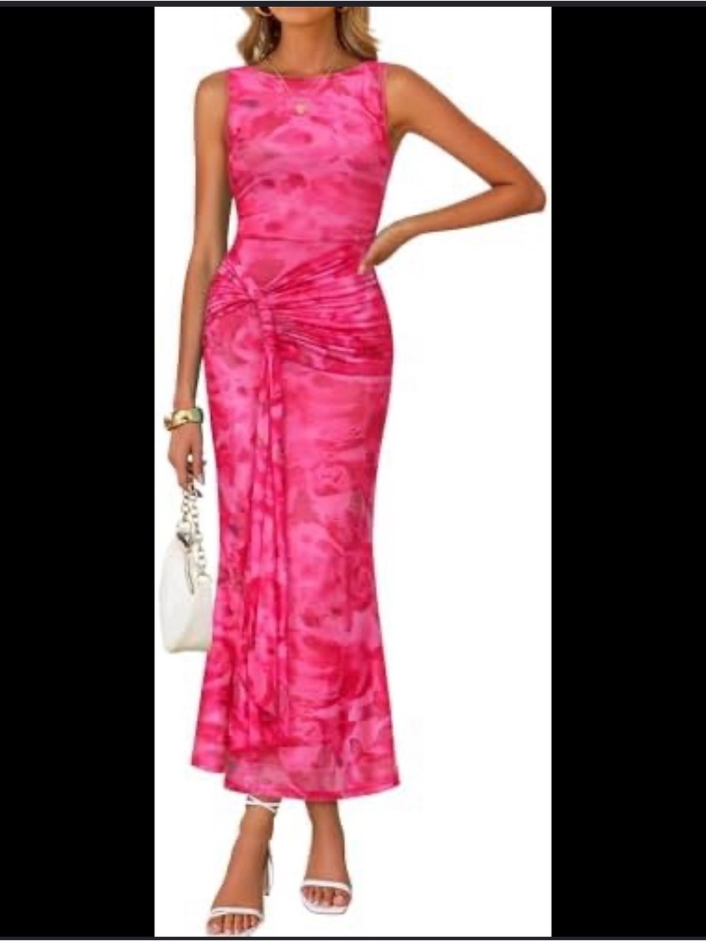 Knot-Front Hot Pink Maxi Dress size SMALL